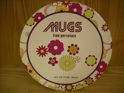 Floral fine porcelain mugs set of four