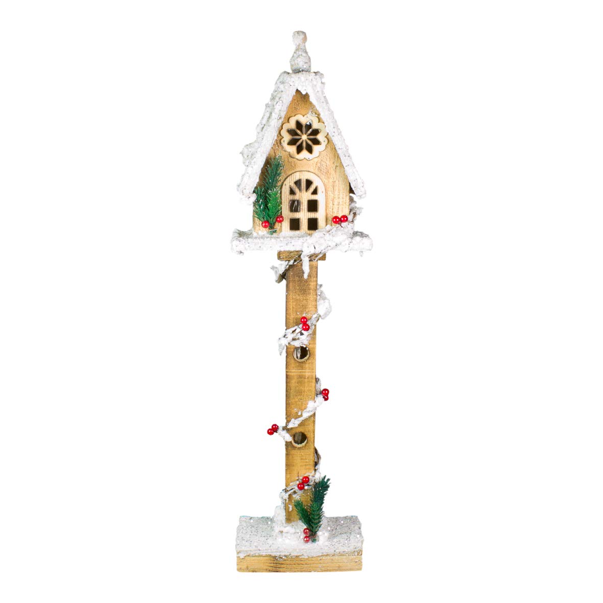 70cm wooden LED Christmas treehouse with warm white lights