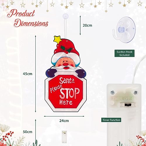 The Christmas Workshop Santa Stop Here LED window light
