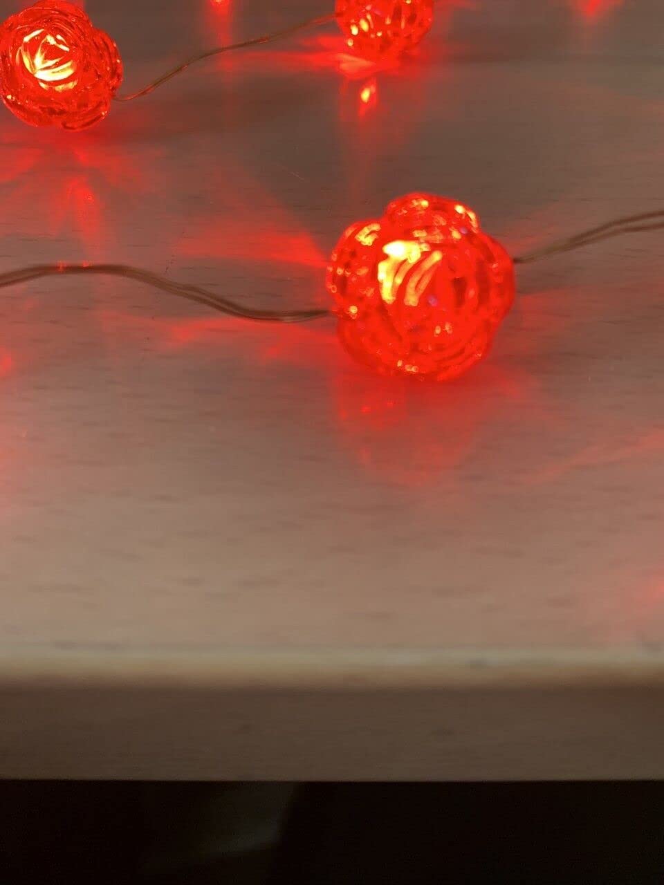 Red rose LED fairy lights with battery box