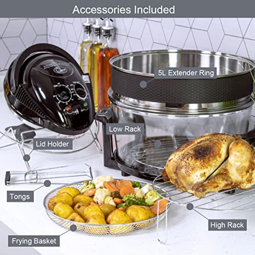 Quest 17L halogen air fryer oven with 5L extender ring