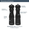 Blackmoor 68049 Manual Salt and Pepper Grinder Set/Classic Wooden Design with Ceramic Grinding Core/Adjustable Coarseness/Black Colour