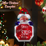 Colourful Santa Please Stop Here window decoration