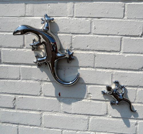 Febland large silver ceramic gecko wall ornament – 36cm