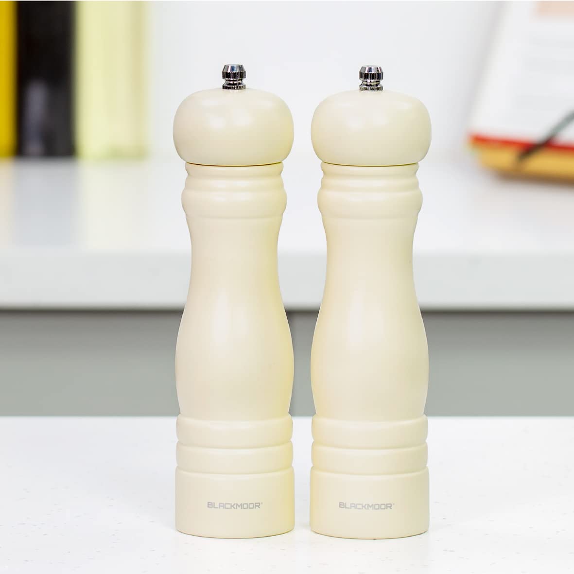 Blackmoor 68079 Manual Salt and Pepper Grinder Set/Classic Wooden Design with Ceramic Grinding Core/Adjustable Coarseness/Cream Colour