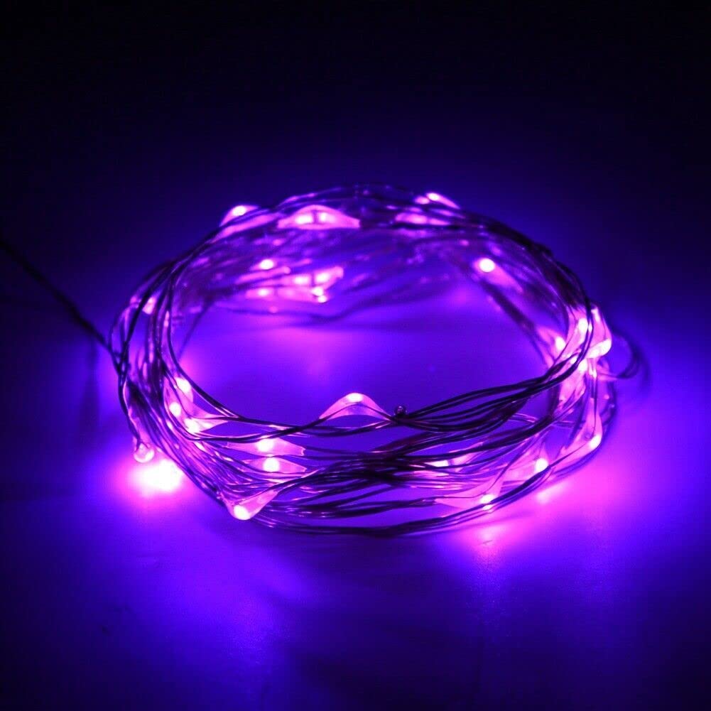 20 purple LED copper wire fairy lights