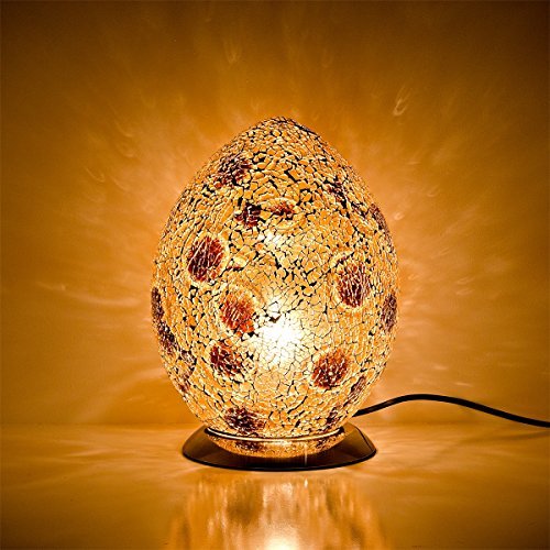 Autumn Gold mosaic glass egg table lamp – 30cm