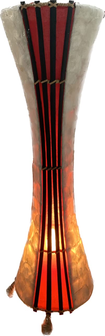 70cm red and white tortoiseshell-style floor lamp