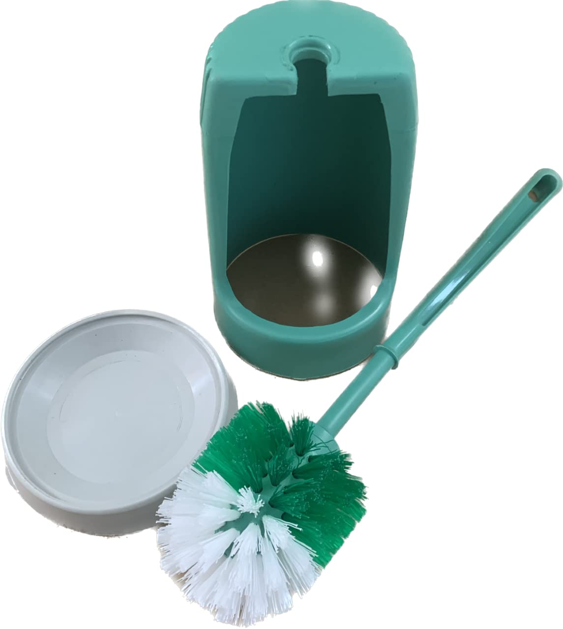 Toilet brush and holder set with water tray in assorted colours