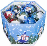 Set of 14 fun Christmas scene decoupage baubles