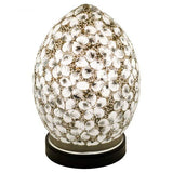 Mini Mosaic Glass Egg Lamp - White Flower