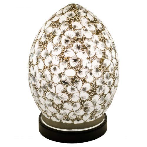 Mini Mosaic Glass Egg Lamp - White Flower