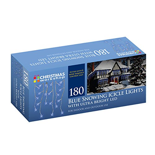 180 bright blue LED snowing icicle Christmas lights – 3.48m
