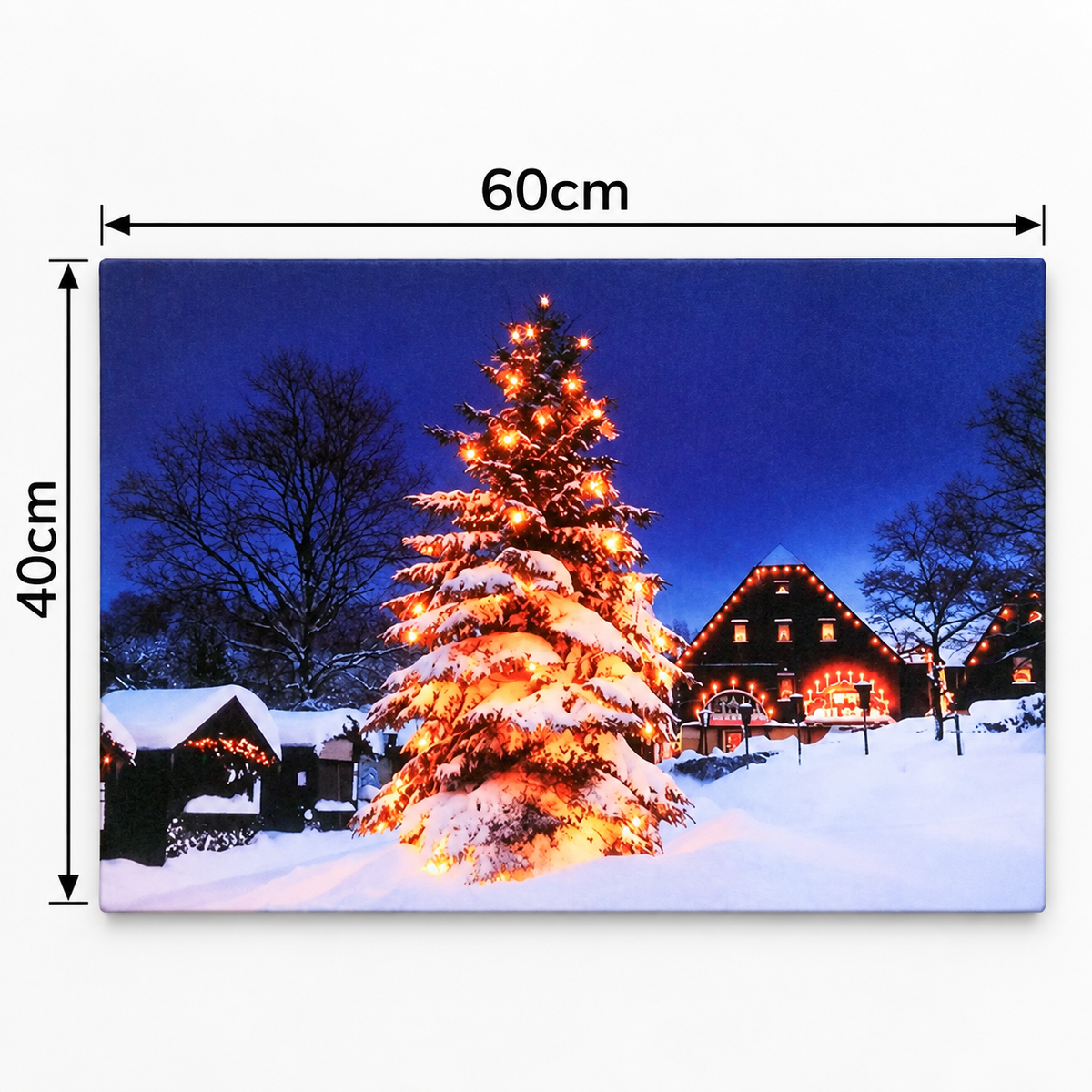 Christmas LED canvas dimensions 60cm wide by 40cm high
