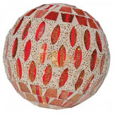 Medium red mirrored mosaic glass decorative ball 10.5cm