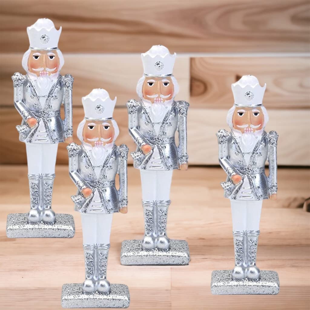 Widdop silver Nutcracker hanging Christmas decorations set of four 13cm
