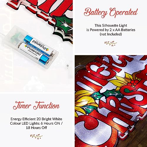 The Benross Christmas Workshop LED Merry Christmas Metallic Silhouette Light