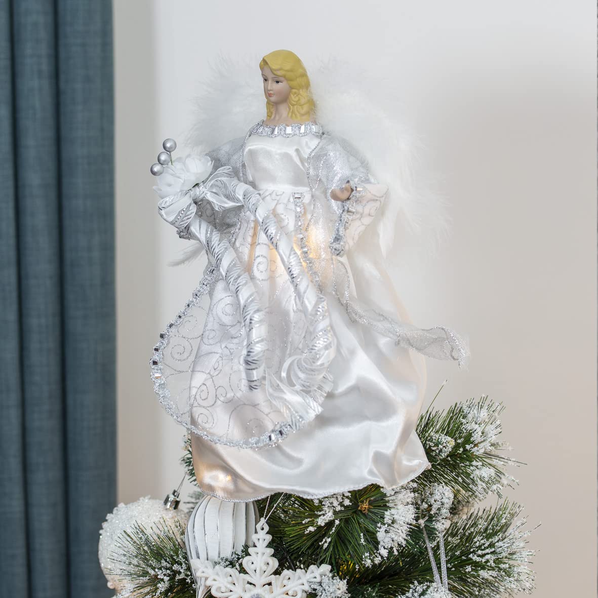 30cm silver angel Christmas tree topper