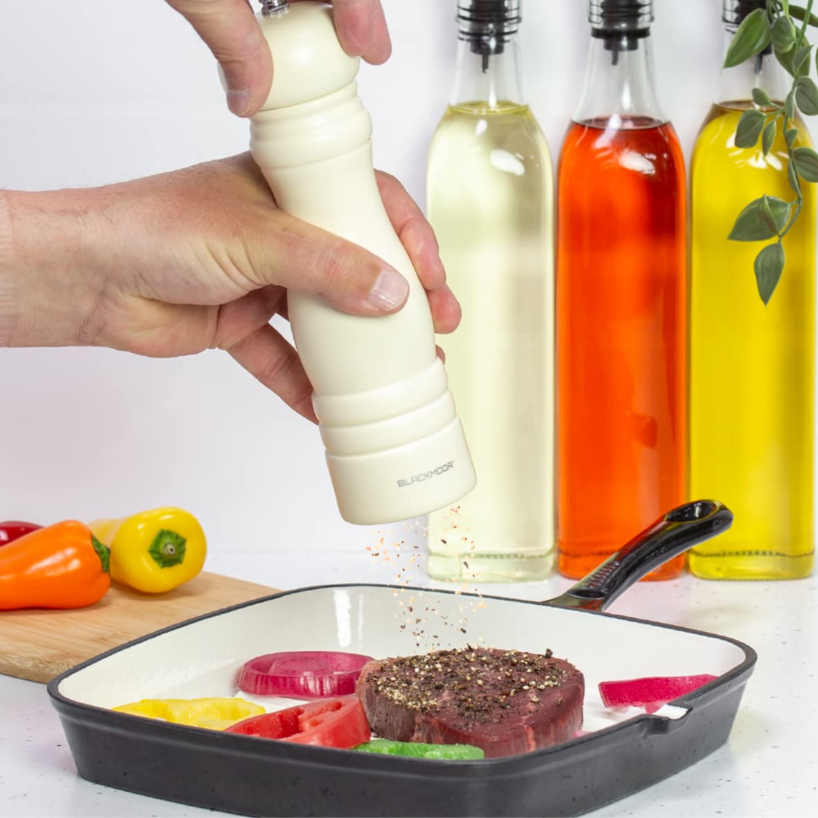 Blackmoor 68079 Manual Salt and Pepper Grinder Set/Classic Wooden Design with Ceramic Grinding Core/Adjustable Coarseness/Cream Colour