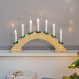 Wooden arched Christmas candle bridge with 7 warm white LEDs