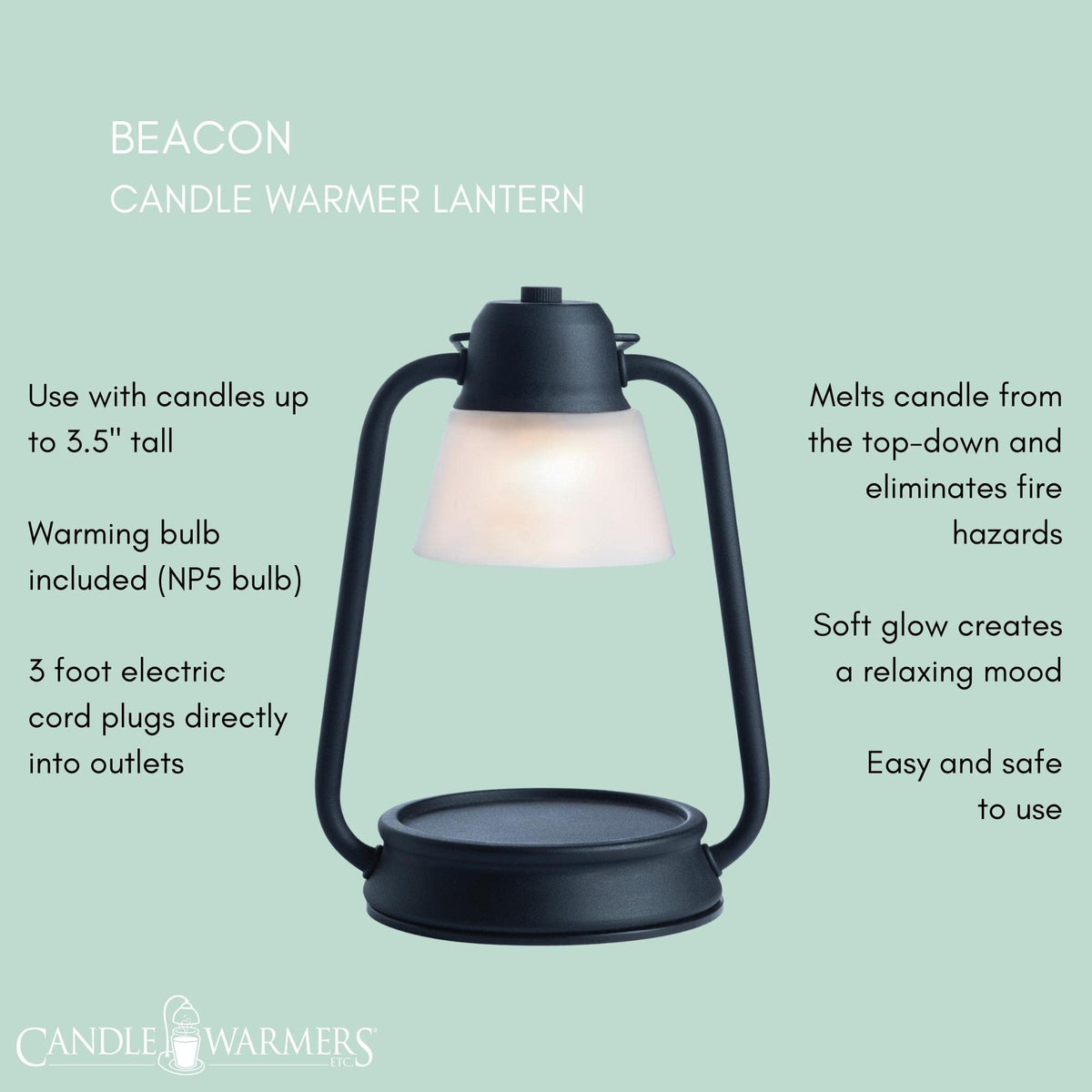 Beacon black top-down candle warmer lantern
