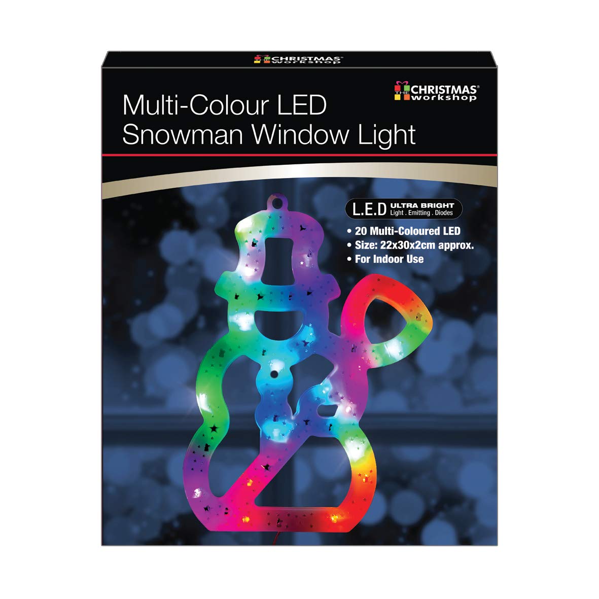 30cm 20 LED multi-coloured snowman Christmas window light with timer