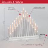 Silver Christmas candle bridge with 33 warm white lights
