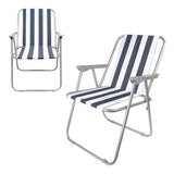 Milestone blue and white striped folding deckchair