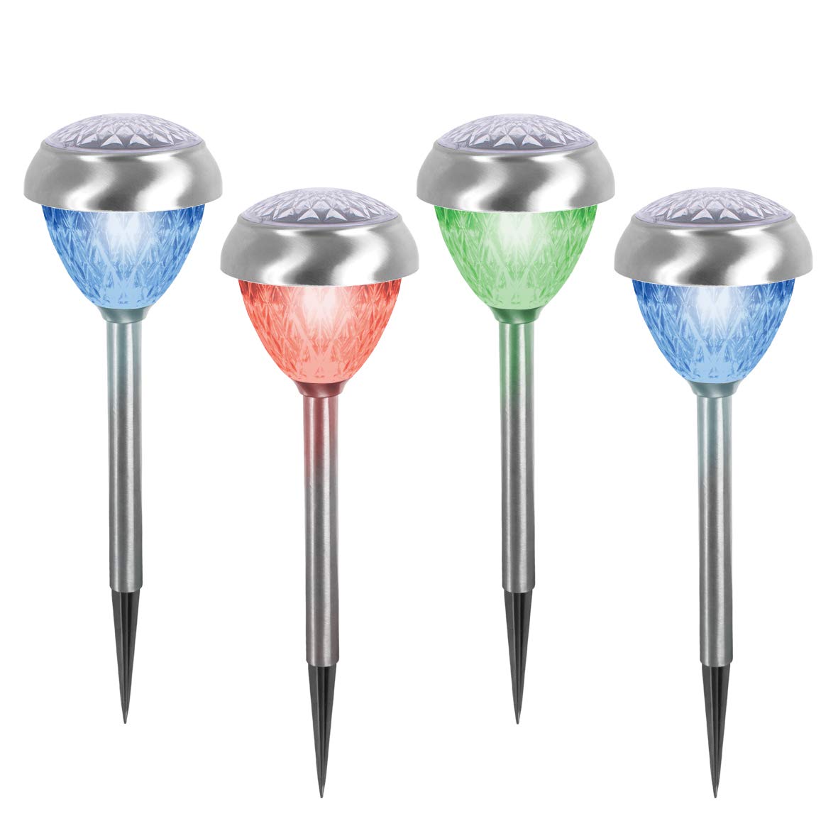 GardenKraft four-pack colour-changing solar path lights