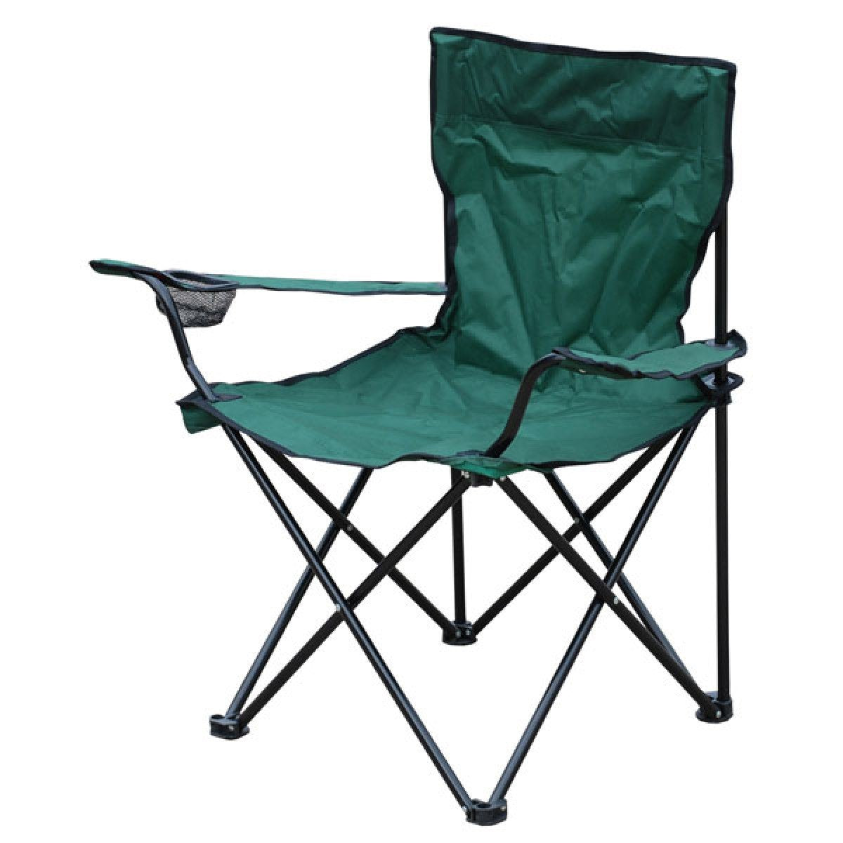 Milestone navy folding camping chair with cup holder