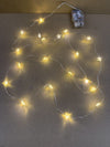 20 warm white LED flower fairy lights on copper wire