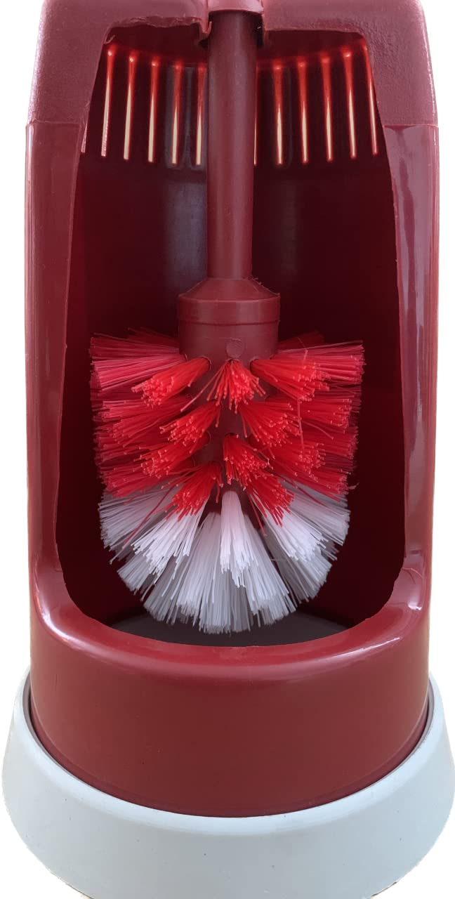 Toilet brush and holder set with water tray in assorted colours