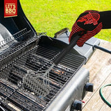 Stainless steel BBQ grill cleaning brush with scraper