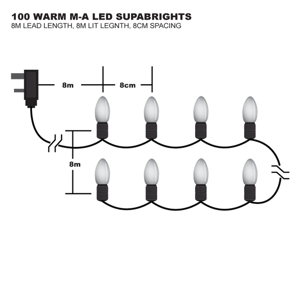 100 warm white LED multi-action festive lights