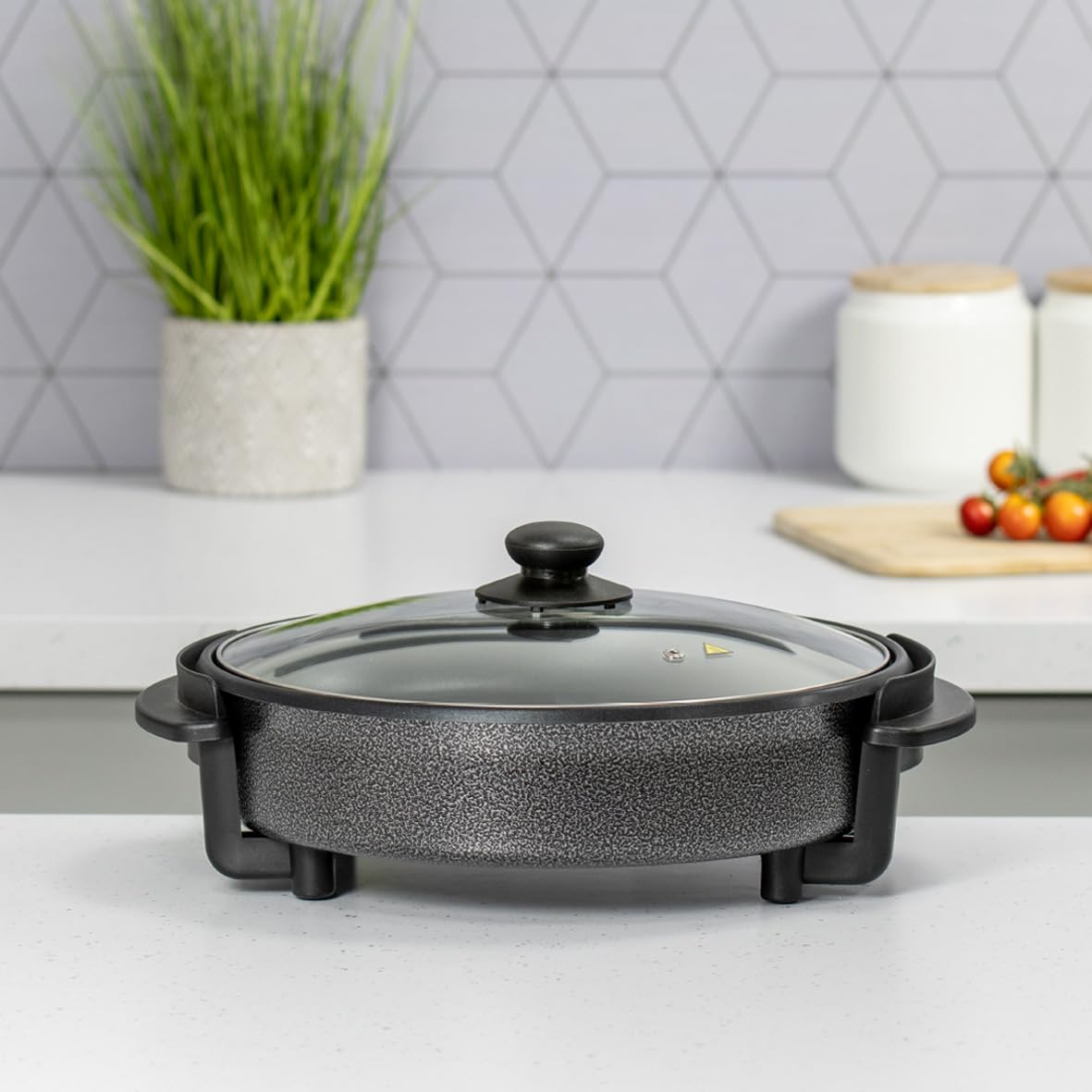 Quest 30cm electric cooker pan with glass lid