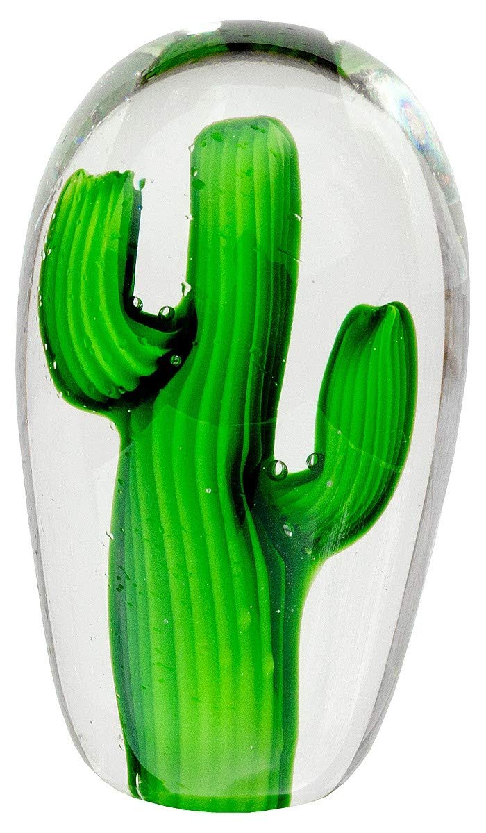 Small solid glass cactus ornament 16cm