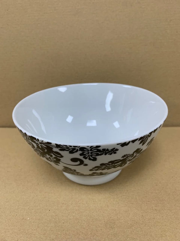 Set of 4 Bowls - Black & White Floral