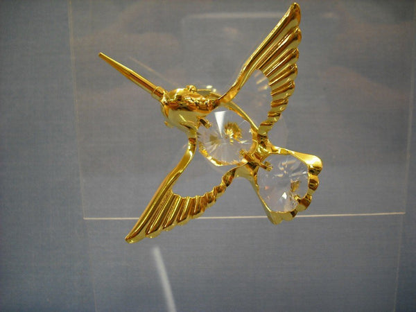 Hartes 24K Gold Plated Humming Bird Suncatcher with Swarovski Crystals