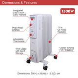 Benross 1500W 7-fin oil-filled radiator in white