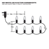 Premier 480 white LED Supabrights Christmas lights on green cable