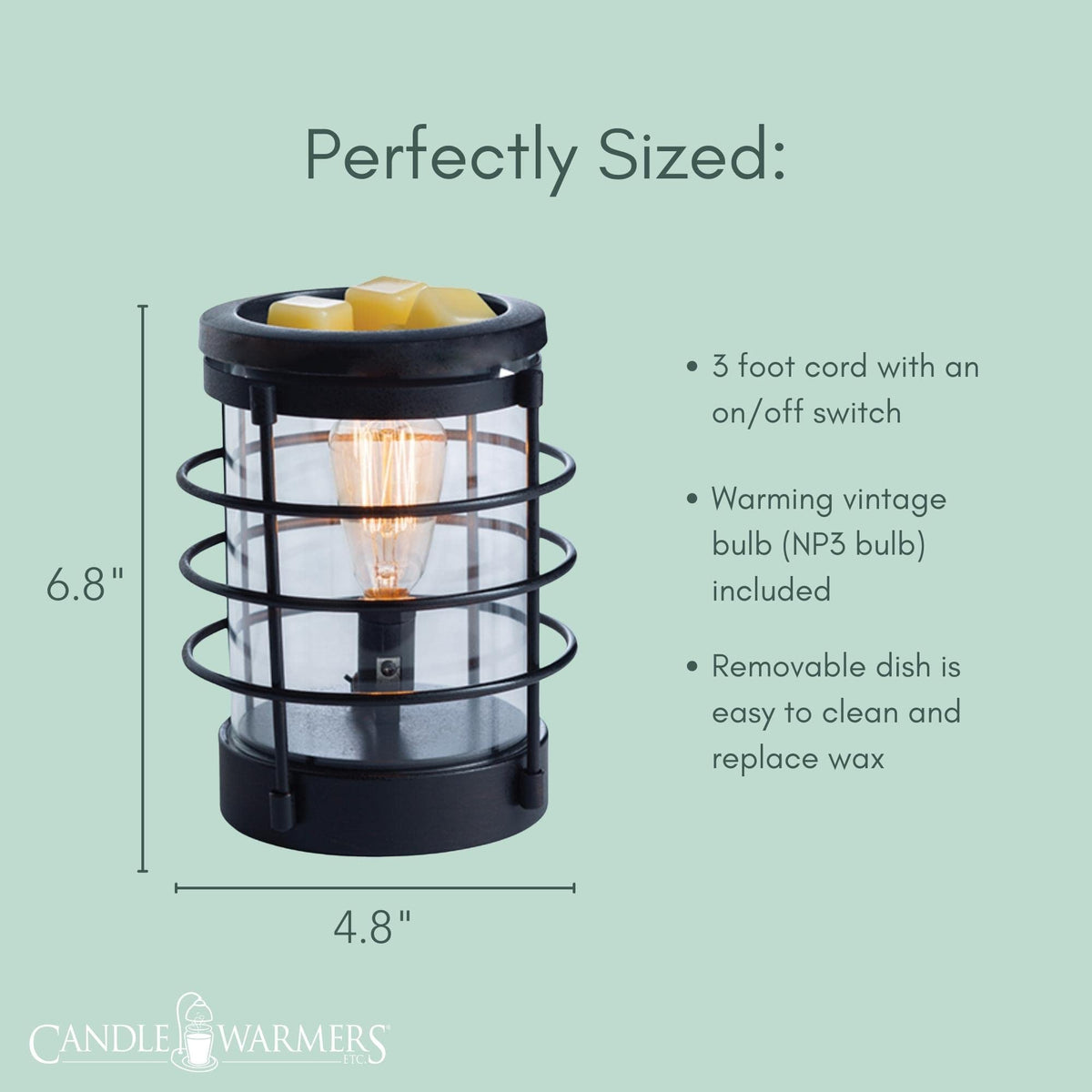 Candle Warmers Etc. Coastal Edison Bulb fragrance warmer – black
