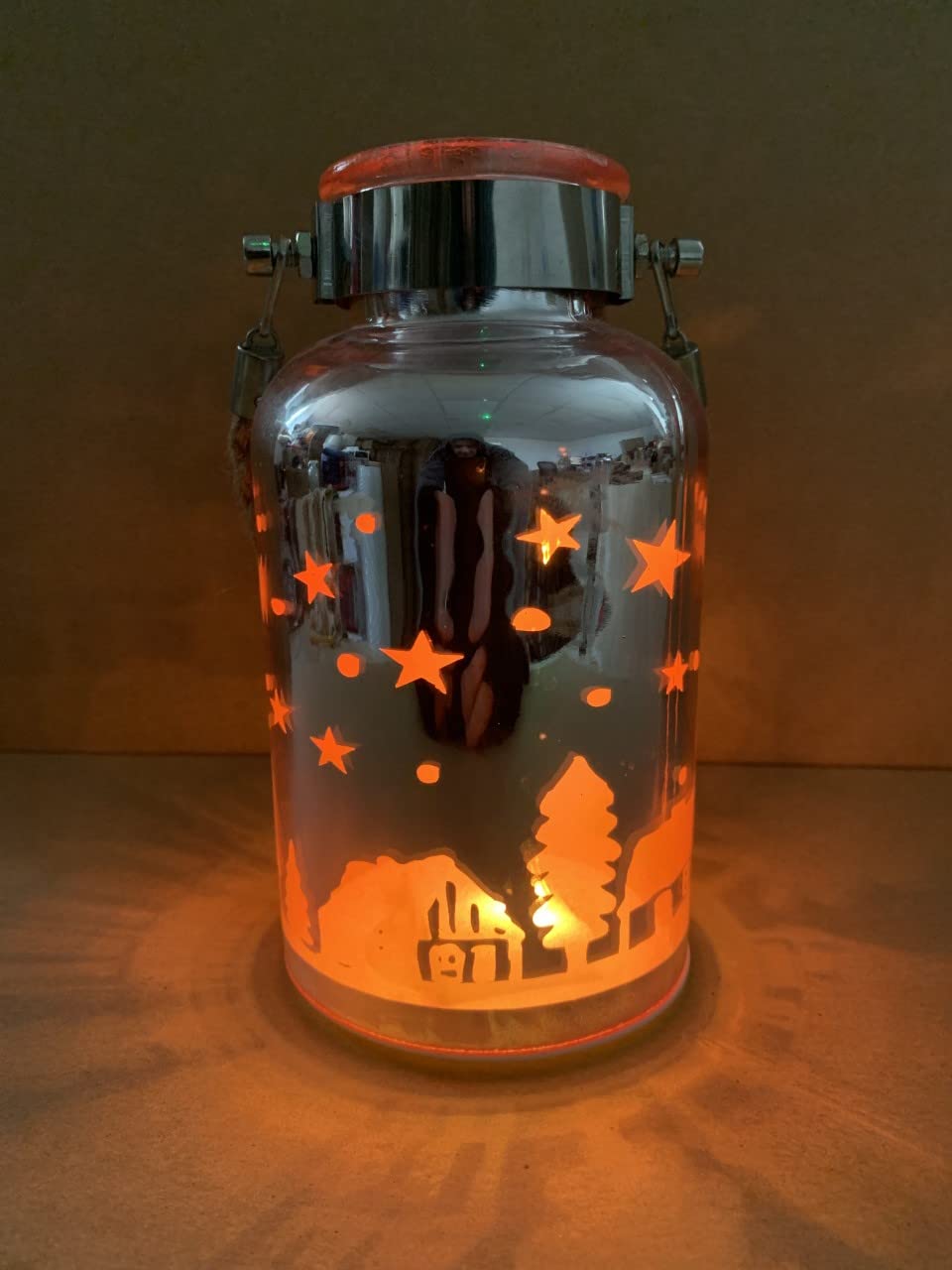 Winter Wonderland LED silhouette lanterns set of 2