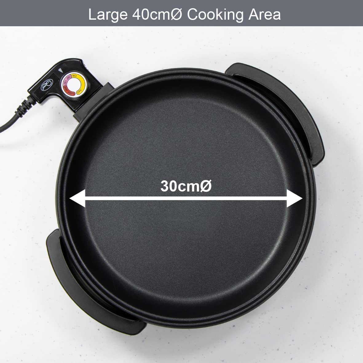 Quest 30cm electric cooker pan with glass lid
