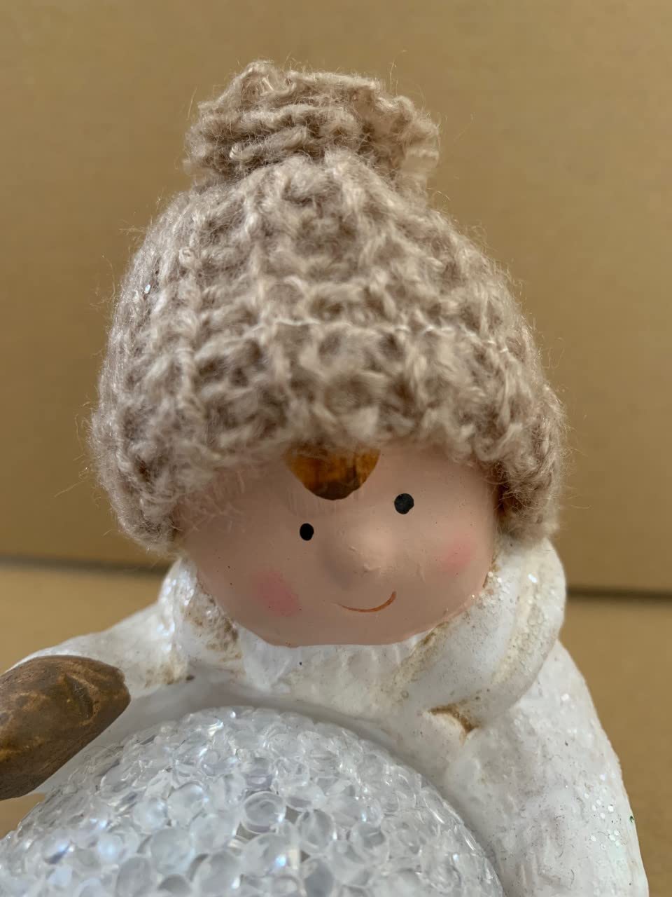 Ceramic Boy with Light Up Snowball & Woolly Hat
