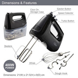 Quest black 400W hand mixer with storage case