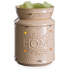 CANDLE WARMERS ETC. Illumination Fragrance Warmer in vanilla cream with Bless This Home debossed text, featuring a removable dish and halogen bulb for wax melts.