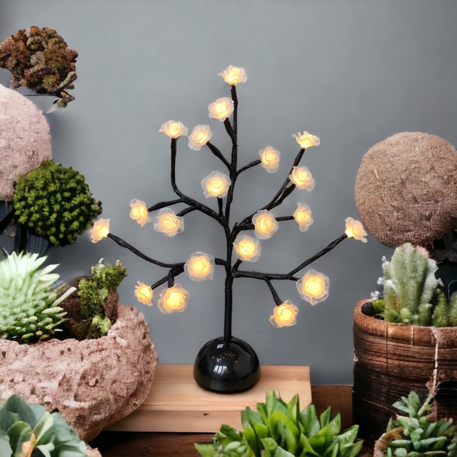 Decorative rose tree with 20 warm white LEDs