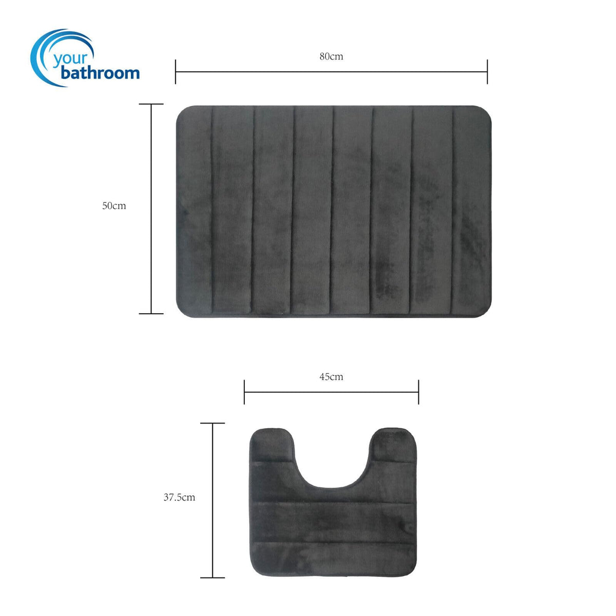 Your Bathroom grey two-piece memory foam bath mat set