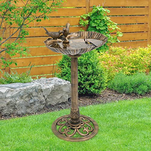 Bronze-effect weatherproof garden bird bath