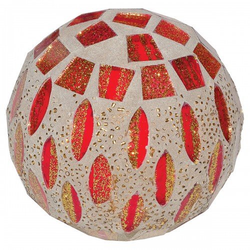 Red and bronze mirrored mosaic glass decorative ball 8.5cm